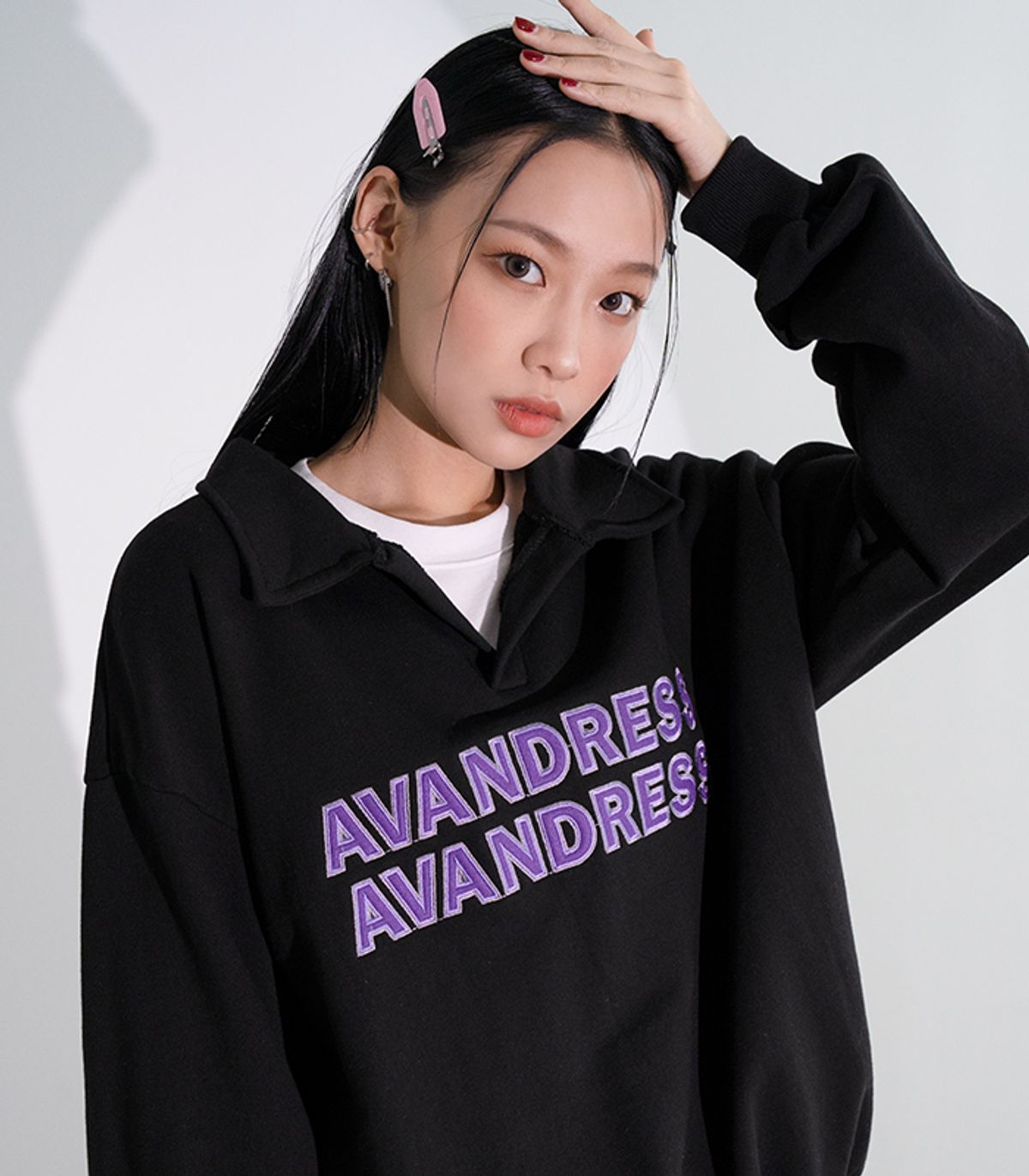 어반드레스(AVANDRESS) VIVID APPLIQUE collar MTM BLACK