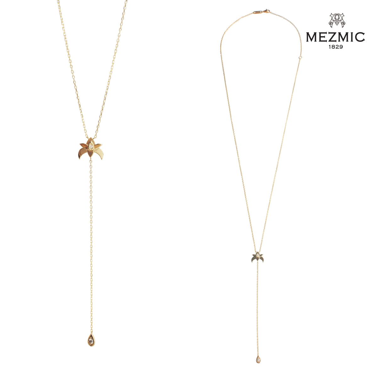 매즈믹(MEZMIC) 아이리스 꼬냑 다이아몬드 Y- 롱 목걸이  14k Gold