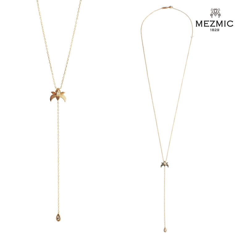 아이리스 꼬냑 다이아몬드 Y- 롱 목걸이  14k Gold