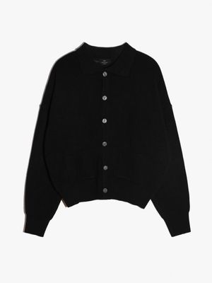 베이직 카라 니트 가디건 블랙