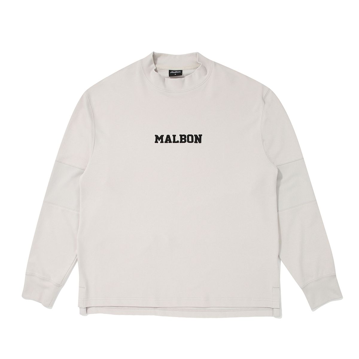 말본 골프(MALBON GOLF) 패브릭 믹스 모크넥 티셔츠 LIGHT GREY (MAN)