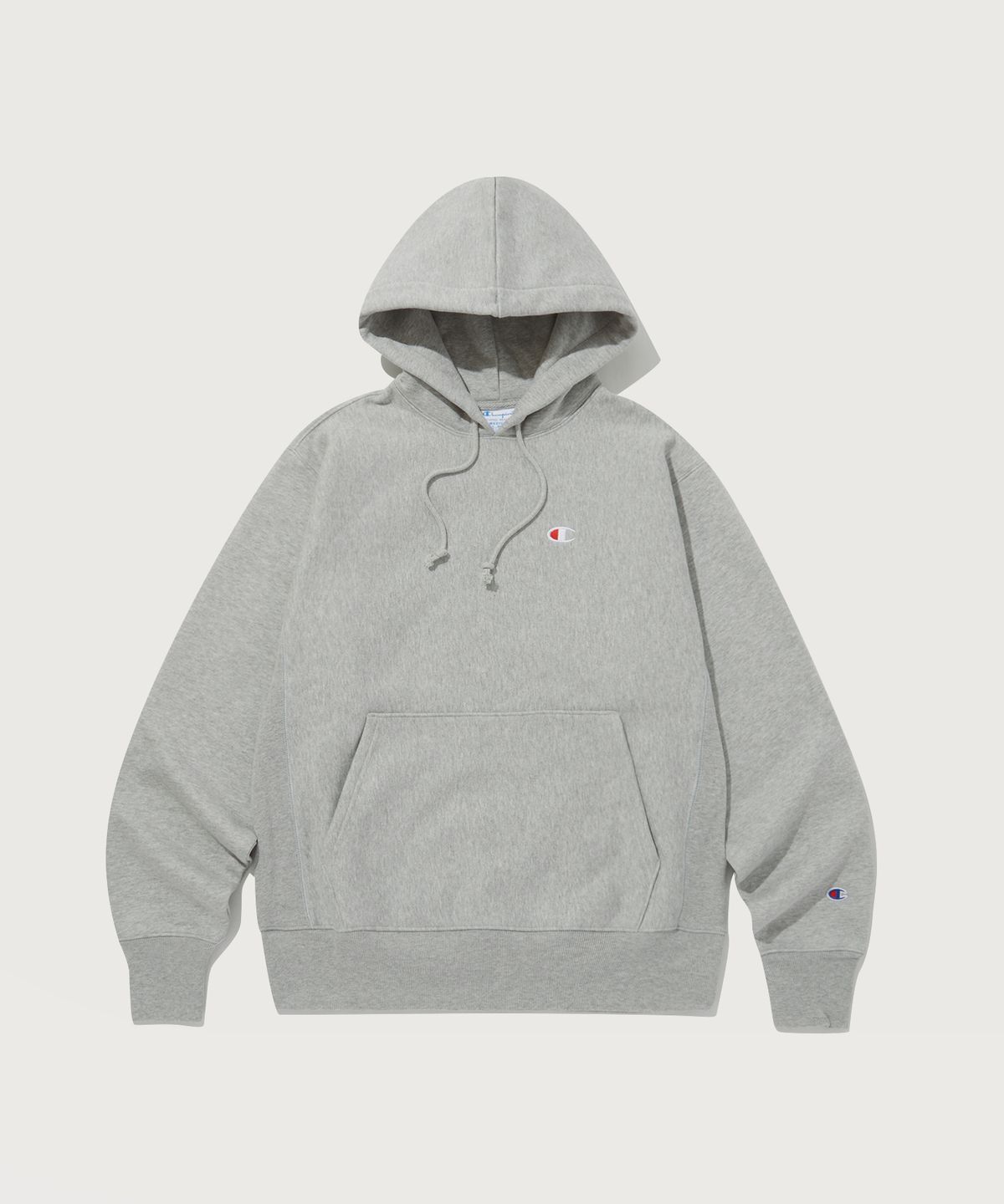 챔피온(CHAMPION) 리버스위브 C로고 기모 후드 티셔츠 Normal Grey