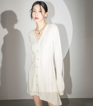 Punching Knit Dress IVORY