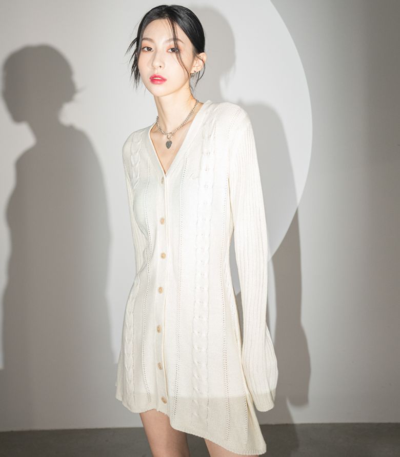 Punching Knit Dress IVORY