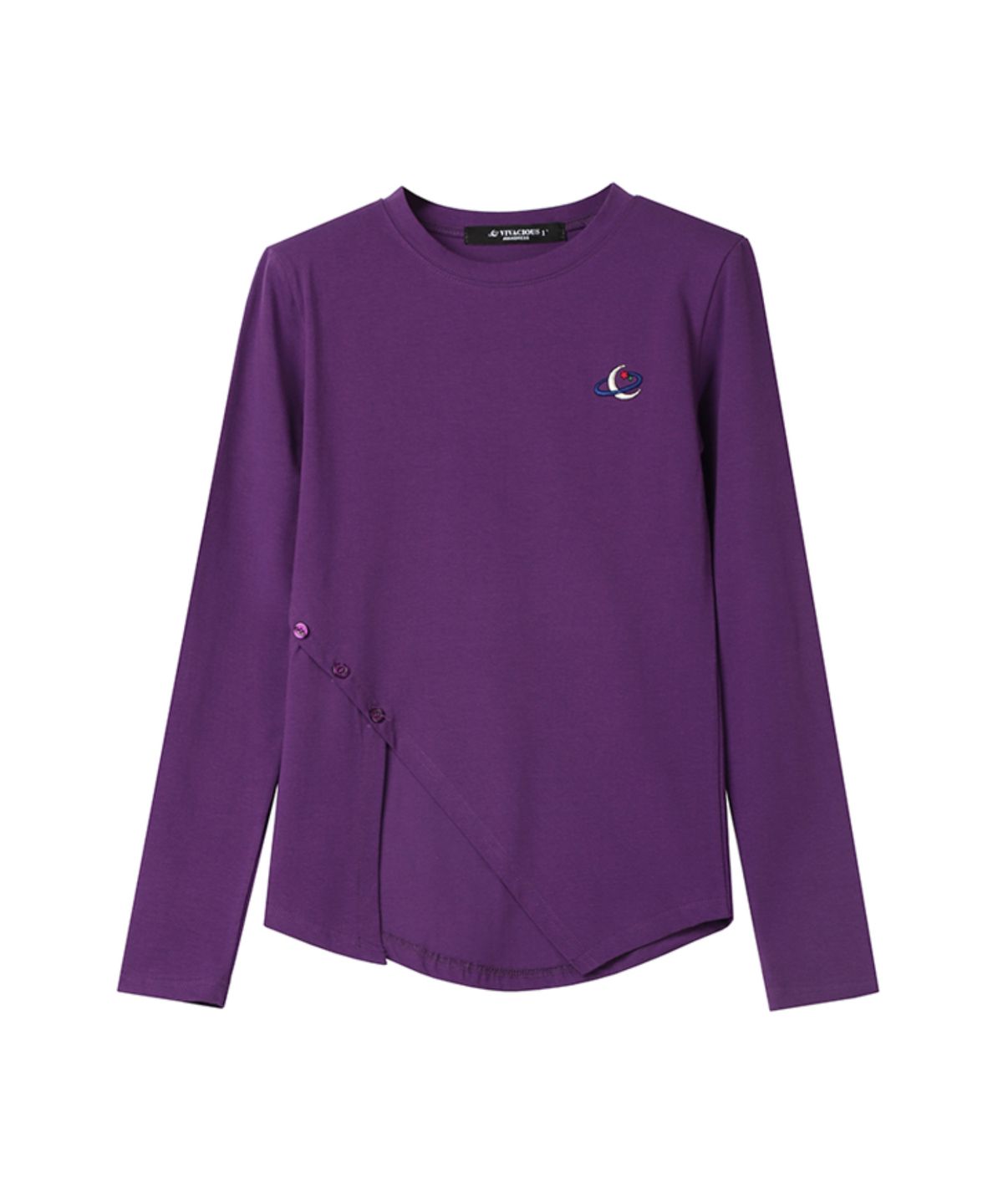 어반드레스(AVANDRESS) Pad Oblique Incision T-shirt PURPLE