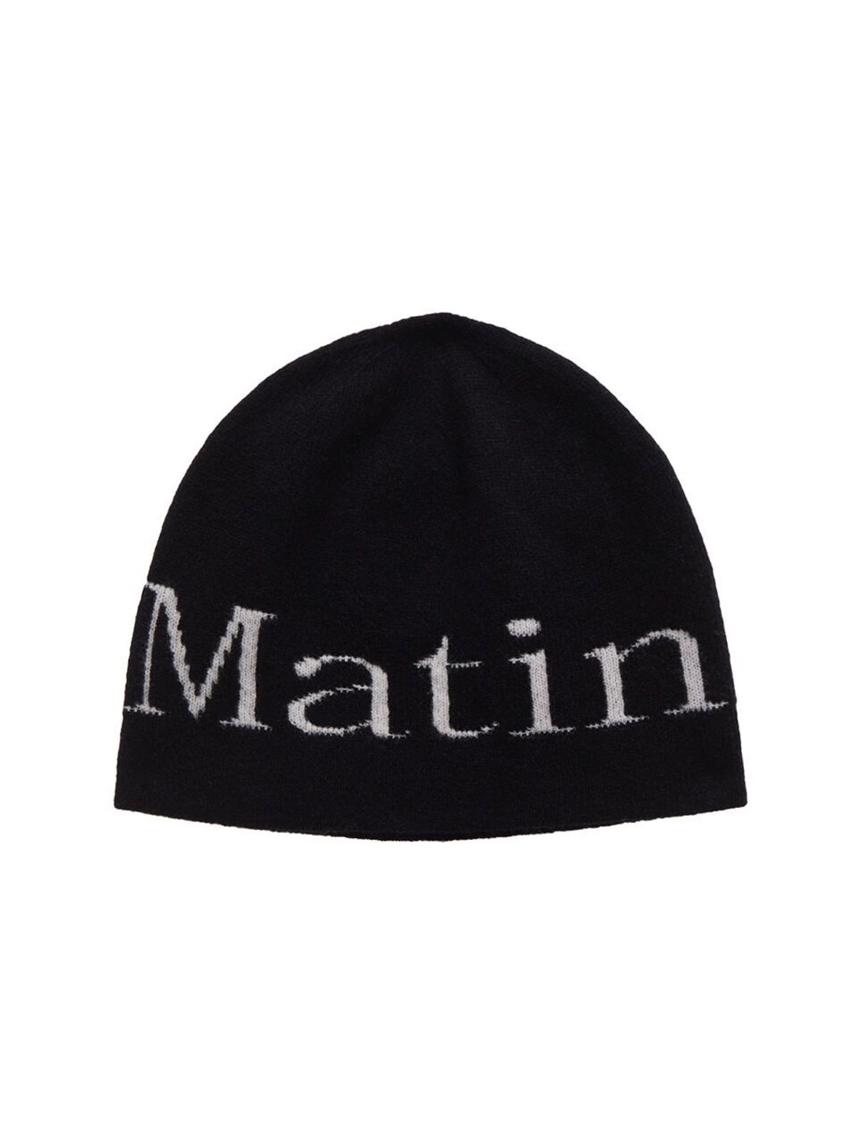 마뗑킴(MATIN KIM) LOGO JACQUARD SHORT BEANIE IN BLACK