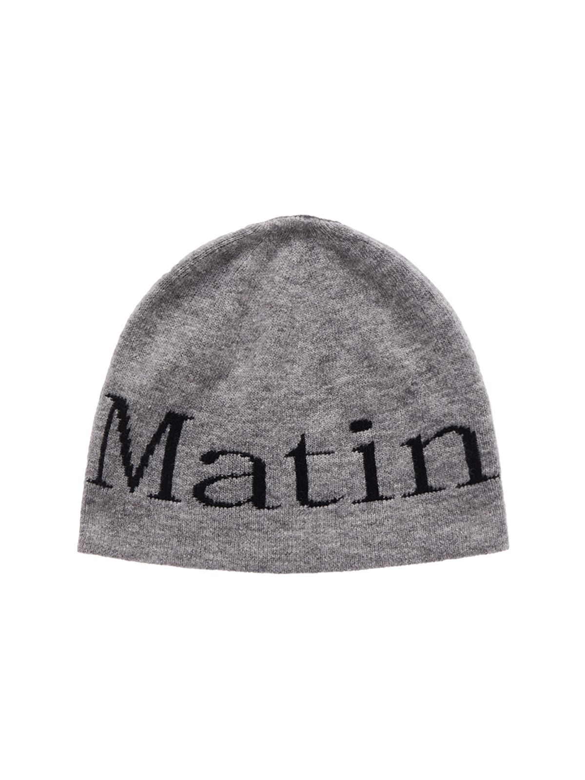 마뗑킴(MATIN KIM) LOGO JACQUARD SHORT BEANIE IN GREY