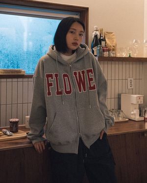 FLOWER ZIP UP HOOD(GREY)