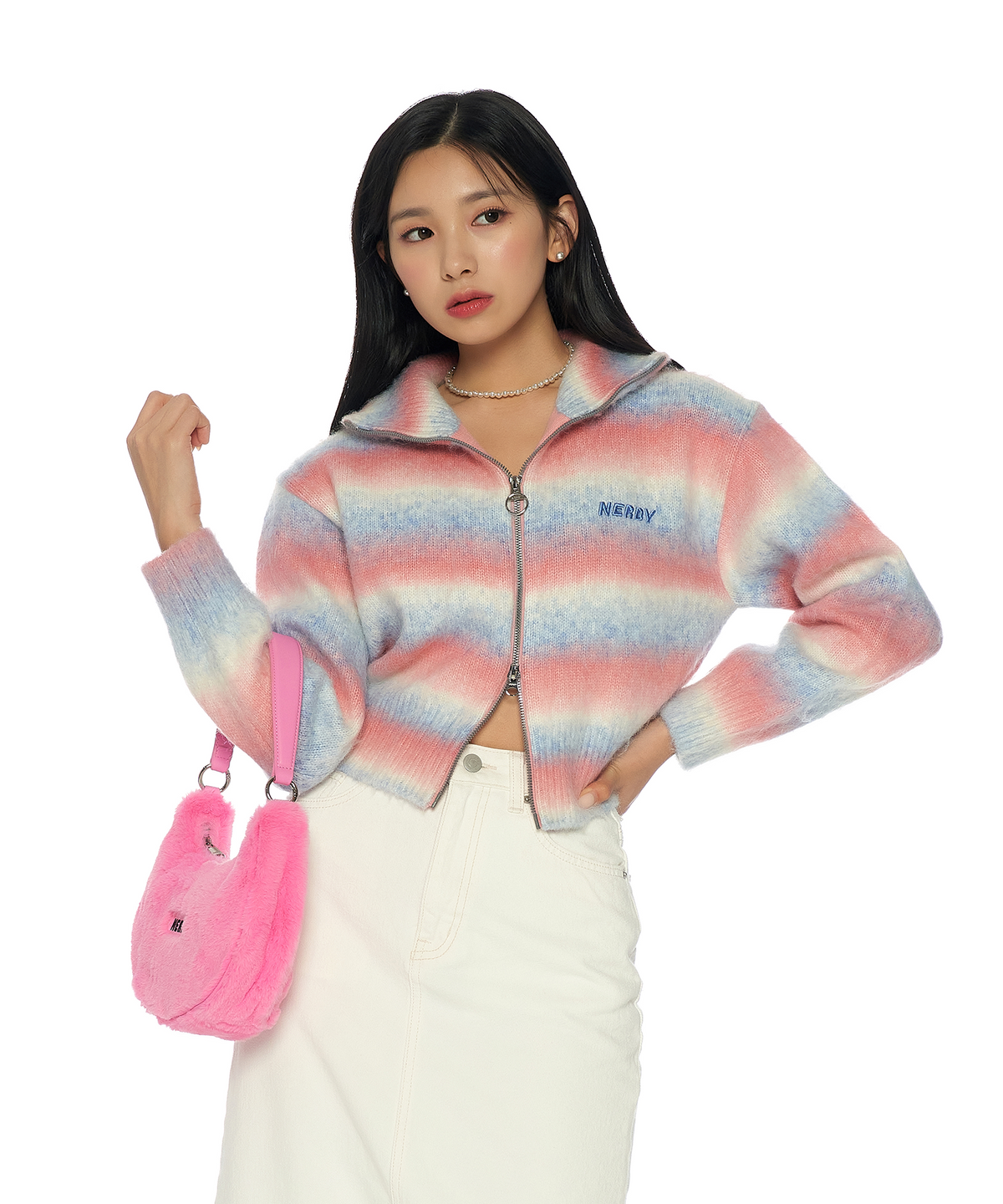엔디와이(NDY) 롤리팝 크롭 가디건 핑크