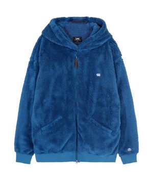 소프트 플리스 후드 집업 자켓 블루