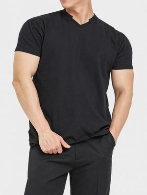 더블브이넥 코튼 머슬핏 티셔츠 22TS13