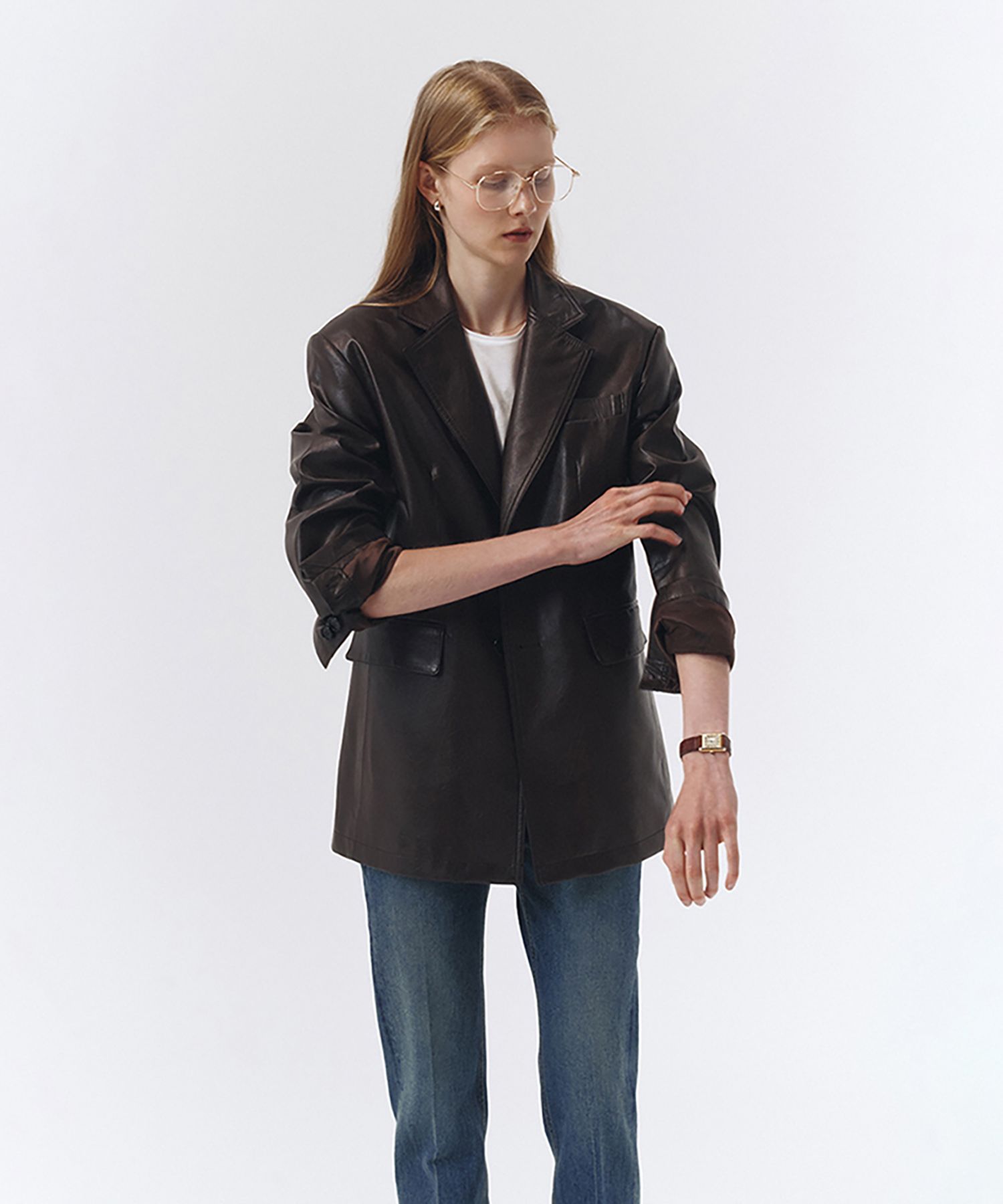 Dunst ♥ UNISEX 2 BUTTON VEGAN LEATHER BLAZER /追跡付 MUSINSA | DUNST FOR WOMEN UNISEX 2 BUTTON VEGAN LEATHER