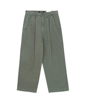 리얼 치노 워시드 와이드 크롭 팬츠_Khaki
