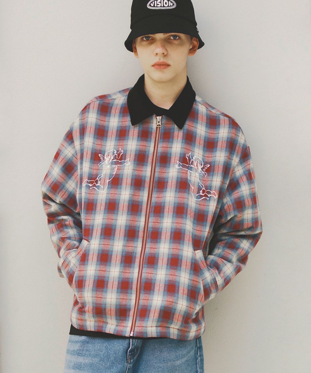 비전스트릿웨어(VISION STREETWEAR) VSW Angel Check Jacket Red