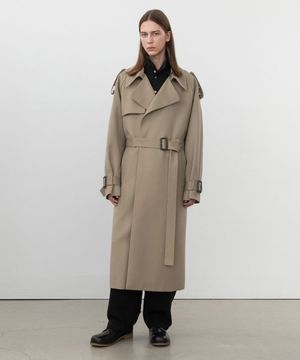 오버사이즈 슬로시 울 트렌치 코트 BEIGE