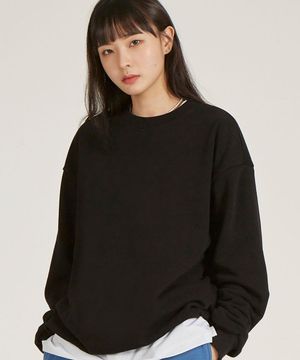 베이직 와플 쮸리 맨투맨_블랙