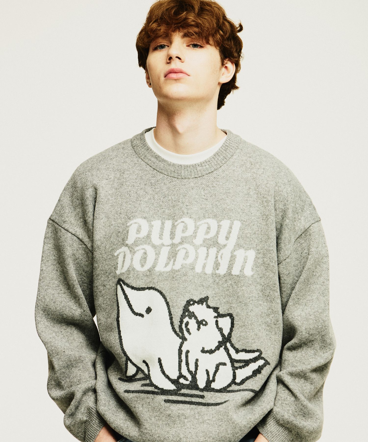 さらに100円引き◆Wai Kei◆Puppy dolphin knit MUSINSA公式 | WAI KEI Puppy Dolphin Knit Sweater Gray