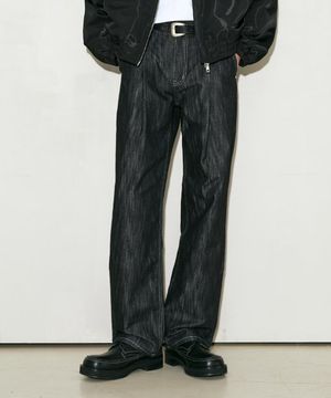 원턱 카운터 데님팬츠 [레인블랙]