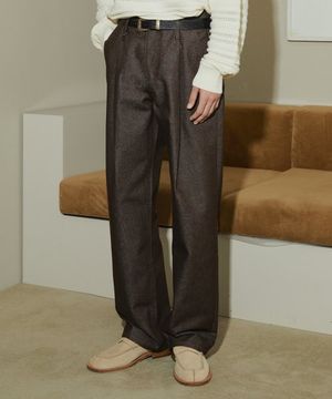 원턱 카운터 데님팬츠 [브라운]