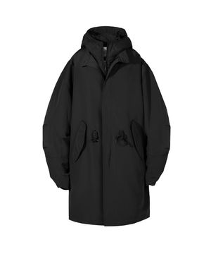 [패딩 Ver.] 피쉬테일 레이어드 후드 롱파카_블랙