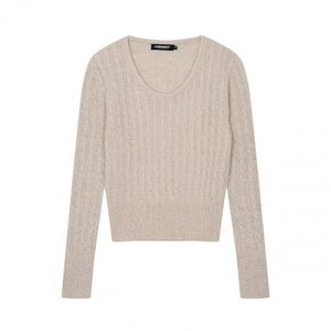 여성) 꽈배기 U넥 니트(기본핏)_AM3WSW688-IV