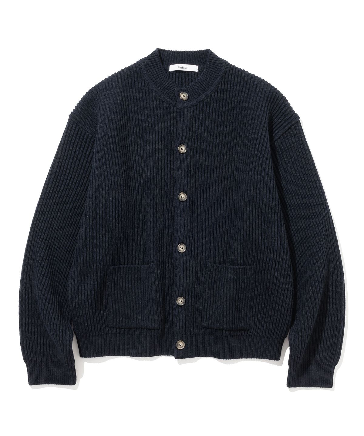 니티드(KNITTED) 와플 헤비 라운드 가디건 NAVY