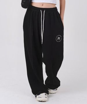 STITCH CIRCLE LOGO SWEAT PANTS (BLACK)