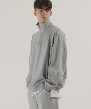 에센셜 오버핏 반집업 맨투맨 (melange)