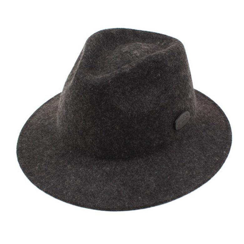 Black Metal Wool Short Fedora GY 울페도라