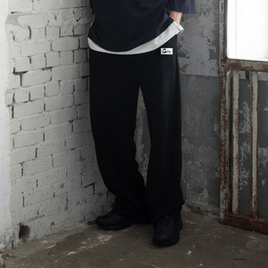 스퀘어라벨화이트 와이드 트레이닝 팬츠