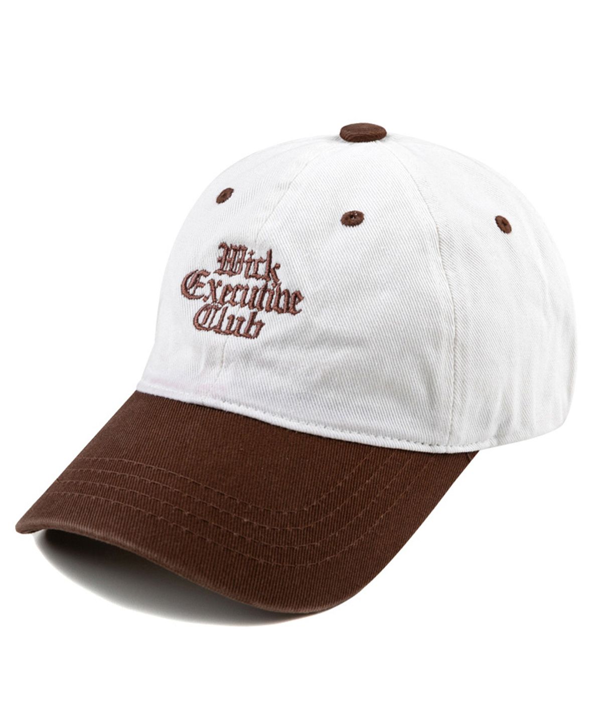 윅(WICK) 배색 EXECUTIVE CLUB 워싱 볼캡-브라운