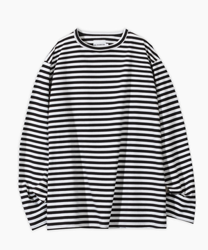 레이어링 스트라이프 롱슬리브 티셔츠_블랙&화이트
