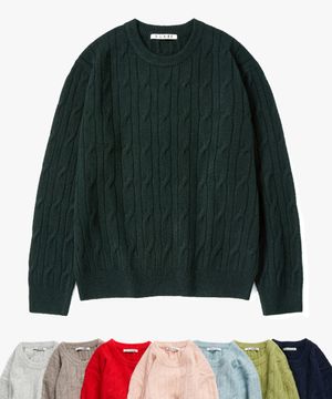[리뉴얼] 케이블 라운드 니트 - 9 COLOR