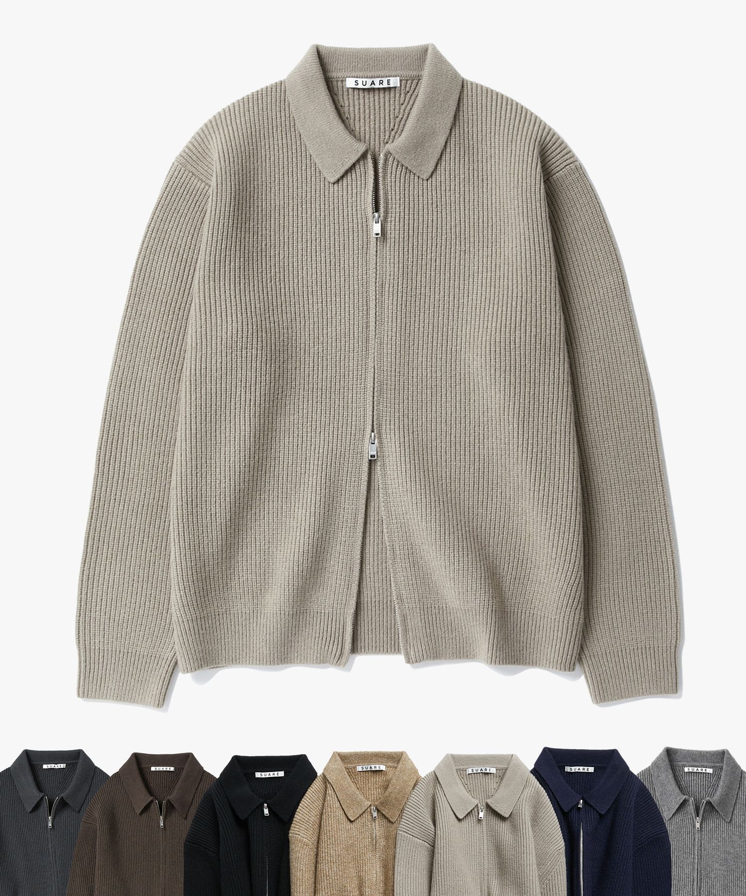 sui② MUSINSA | SUARE Collared two-way zip-up Knit Sweater - 6 COLOR