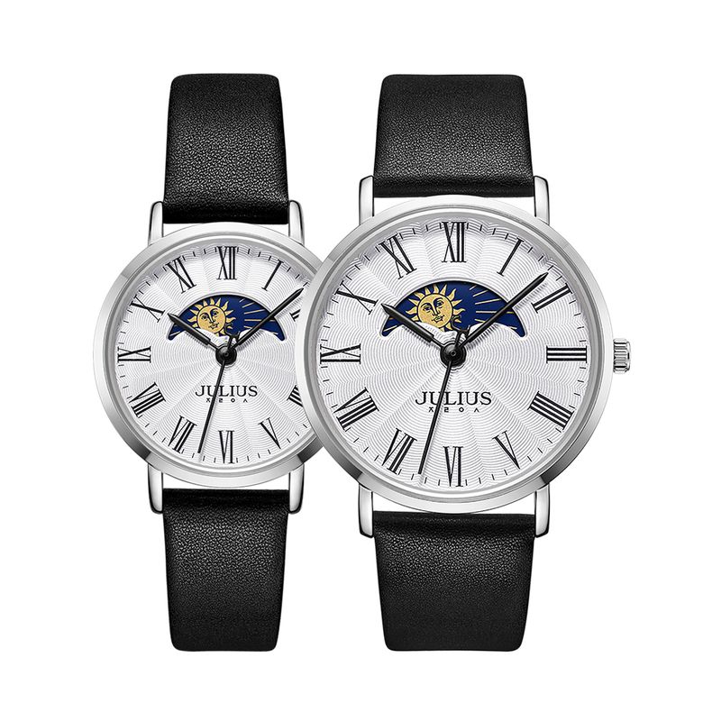 JA-1308M/L 넘녀  문페이즈 원형  커플 손목시계