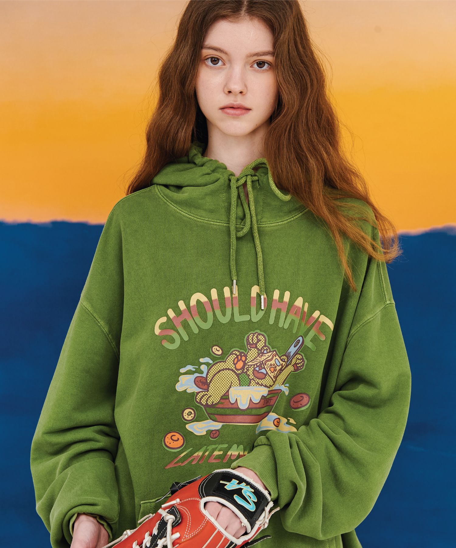 MUSINSA | CPGN STUDIO Cereal Teddy Pigment Hoodie Lip Green