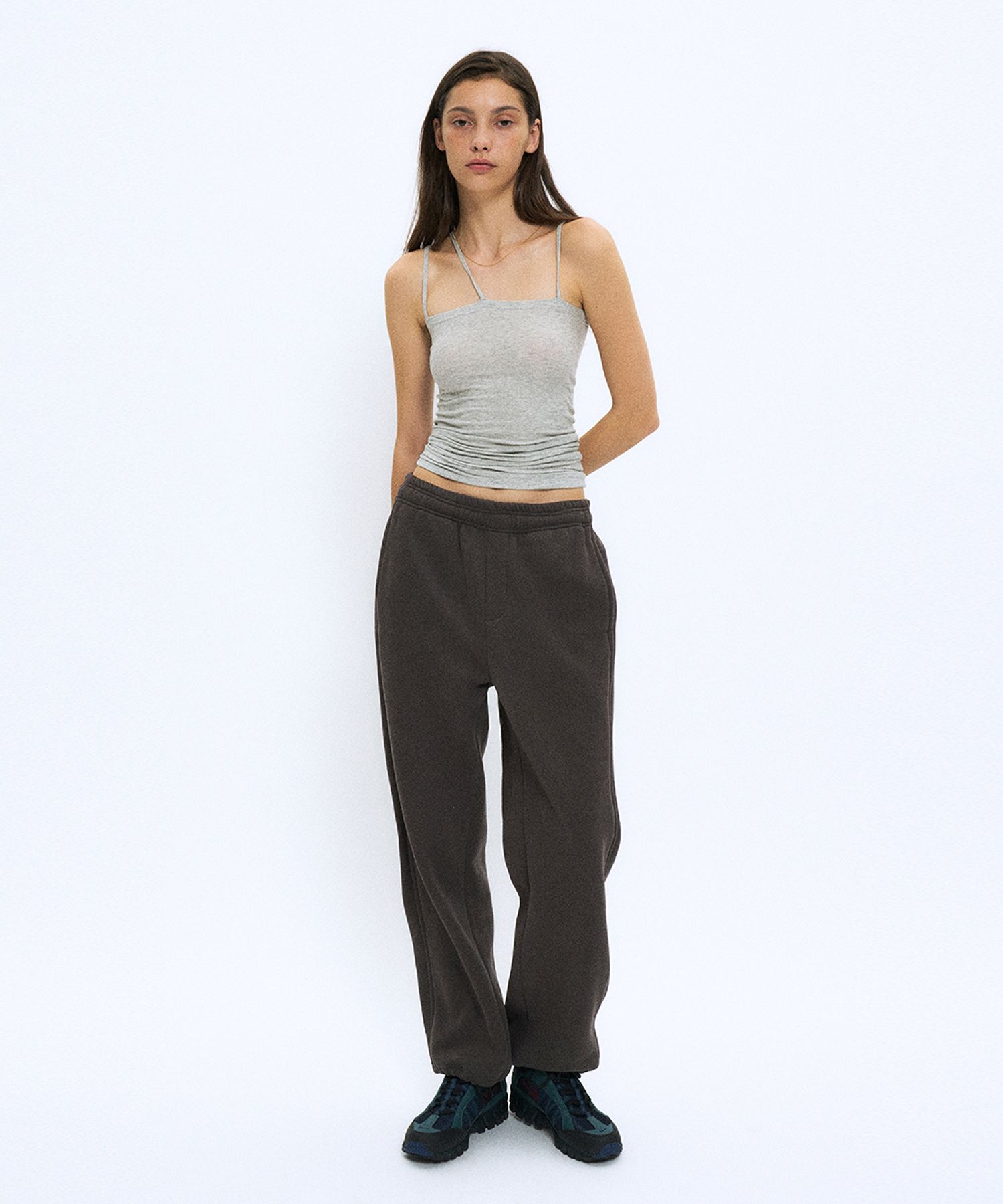 MUSINSA | PARTIMENTO WOMEN Wide Sweatpants_Charcoal Gray