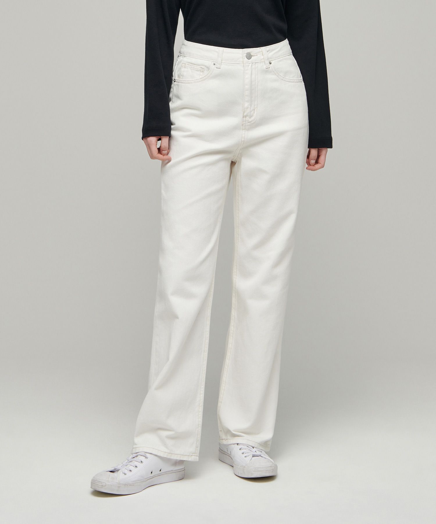 ★MUSINSA STANDARD★ Straight denim slacks cream MMDNP104-CR MUSINSA | MUSINSA STANDARD Straight Denim Slacks [Cream]