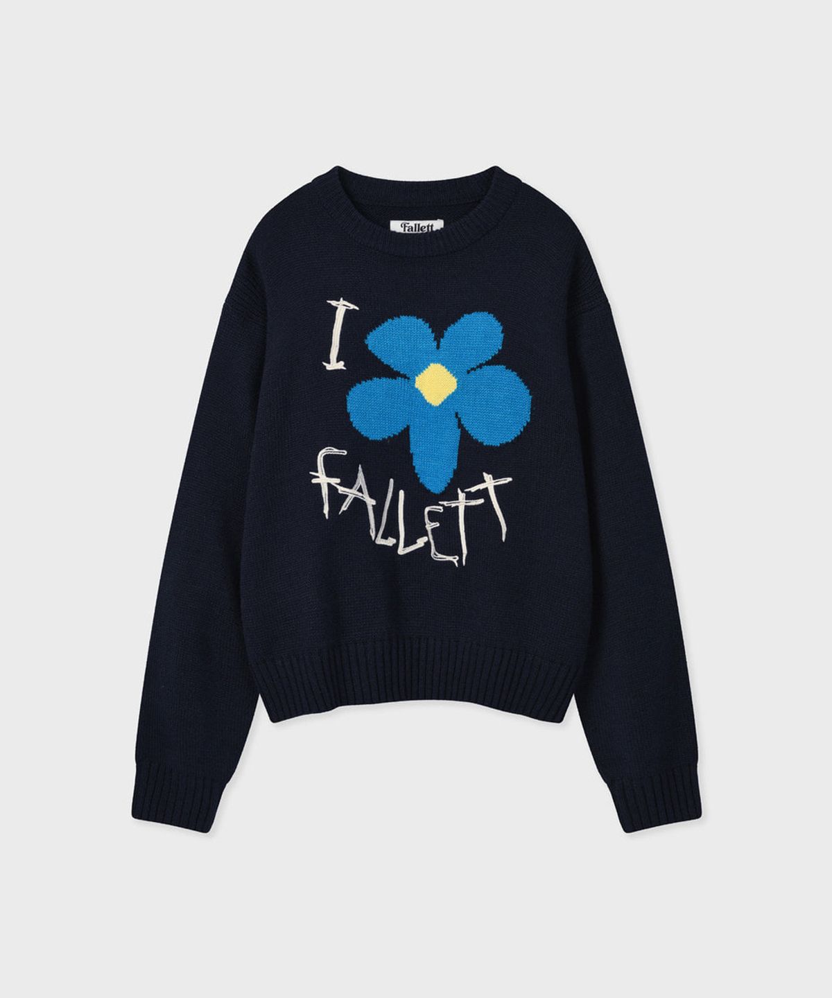 팔렛(FALLETT) 드로잉 플라워 니트 네이비