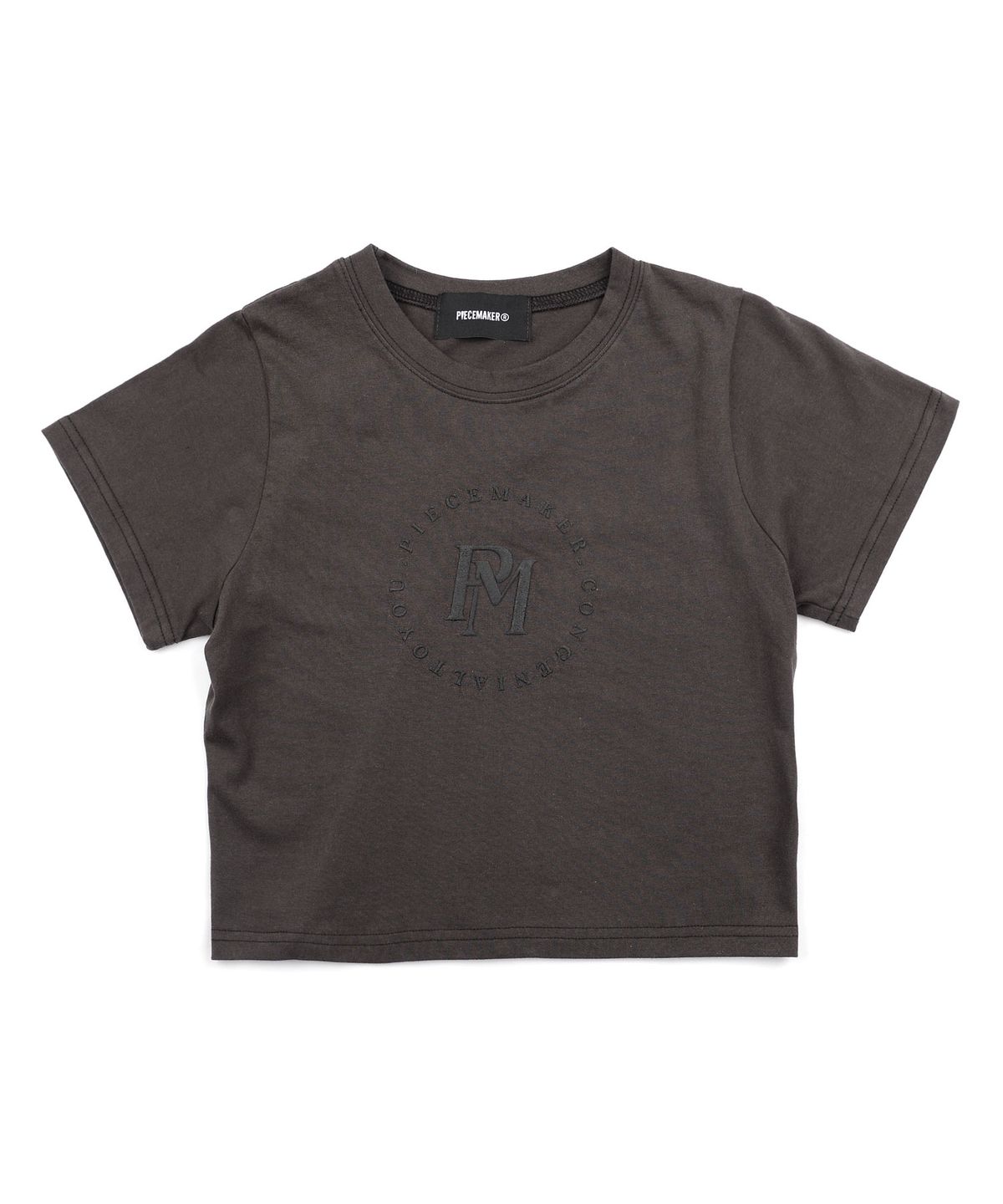 피스메이커(PIECE MAKER) CIRCLE LOGO STITCH CROP TEE (CHARCOAL)