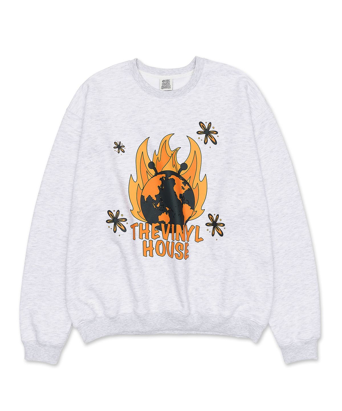 더바이닐하우스(THEVINYLHOUSE) BURNING EARTH SWEATSHIRT LIGHT GREY (VH2CFUM443A)