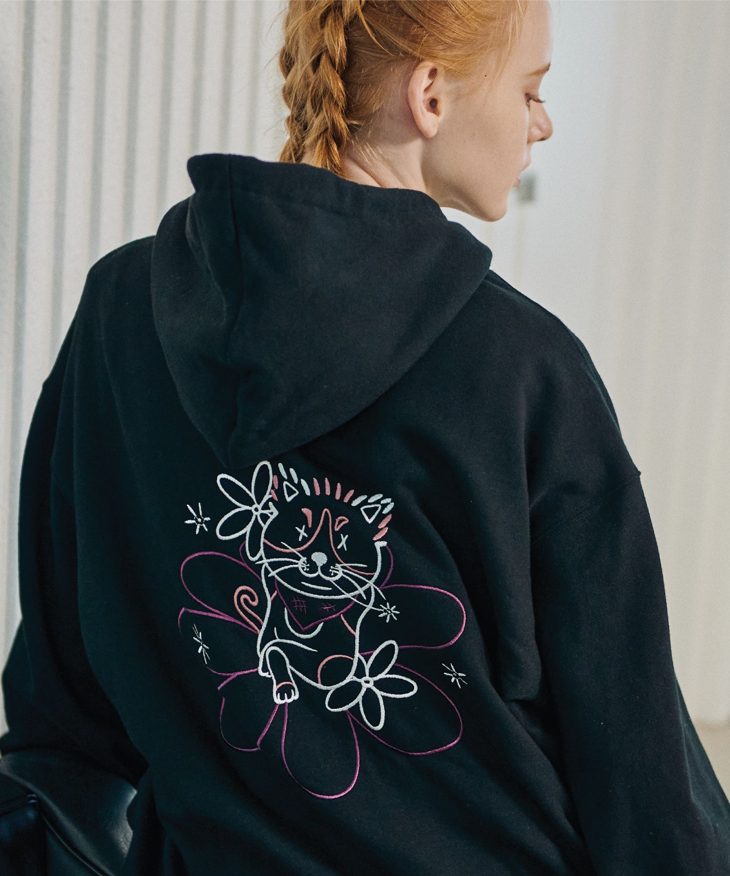 【CPGN STUDIO】Lazy CAT Embroidery Hood MUSINSA | CPGN STUDIO Lazy CAT Embroidered Hoodie Black