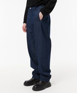 데님 커브드 팬츠 다크 블루