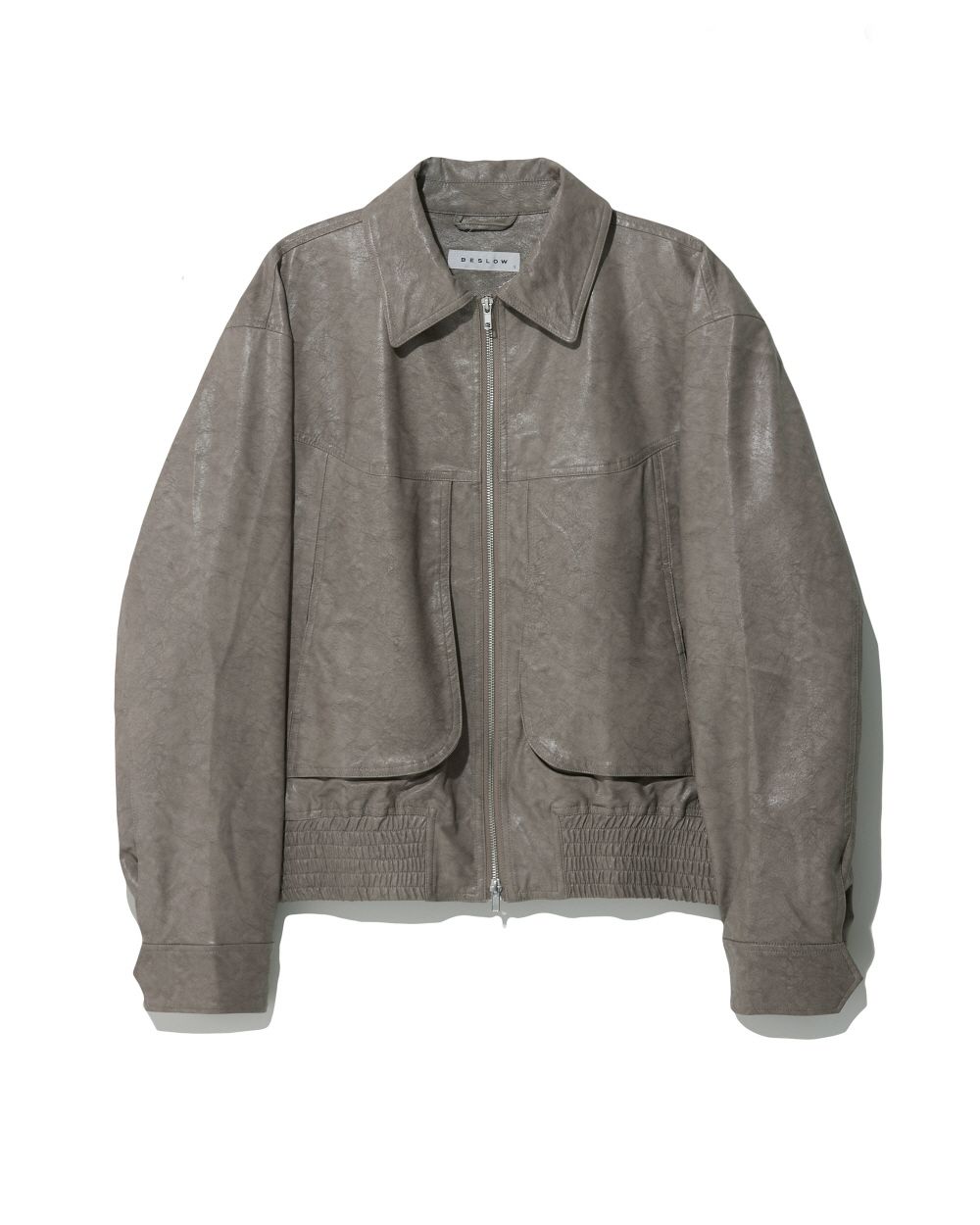 MUSINSA | BESLOW LOOSE FIT ZIP-UP VEGAN LEATHER JACKET BEIGE