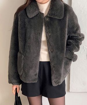 리얼 양털 데일리 자켓 [그레이]