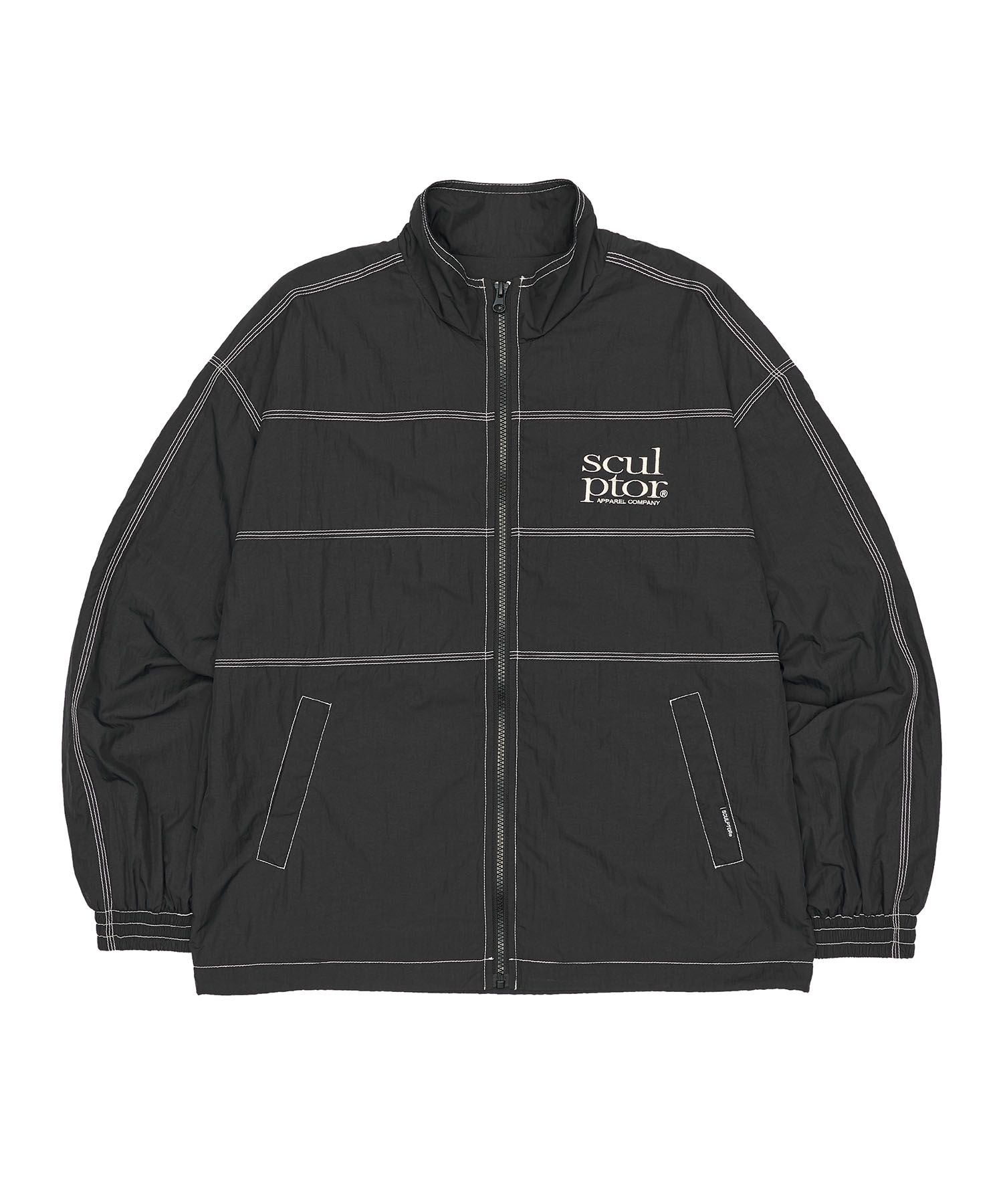最新デザインの Triple SCULPTOR | MUSINSA Stitched Black Windbreaker ジャケット・アウター