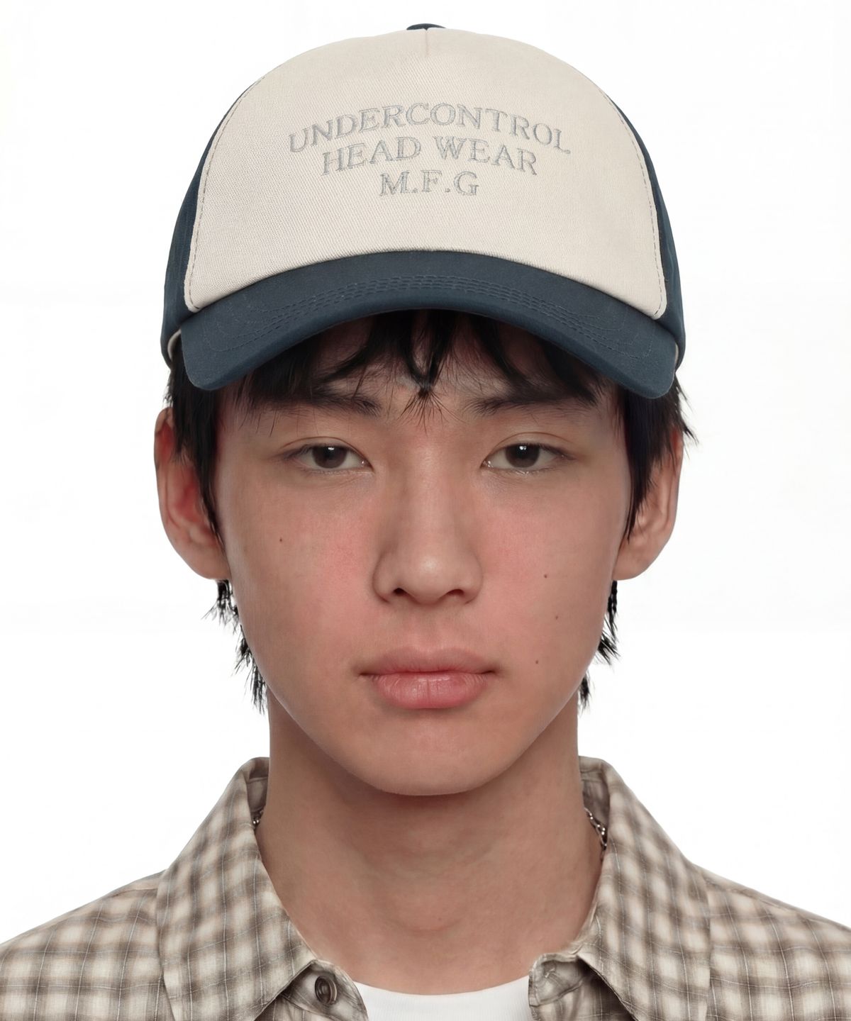 언더컨트롤(UNDERCONTROL) 코튼 로고 트러커 볼캡 SLOGAN / SOFT DEEP B B / NAVY
