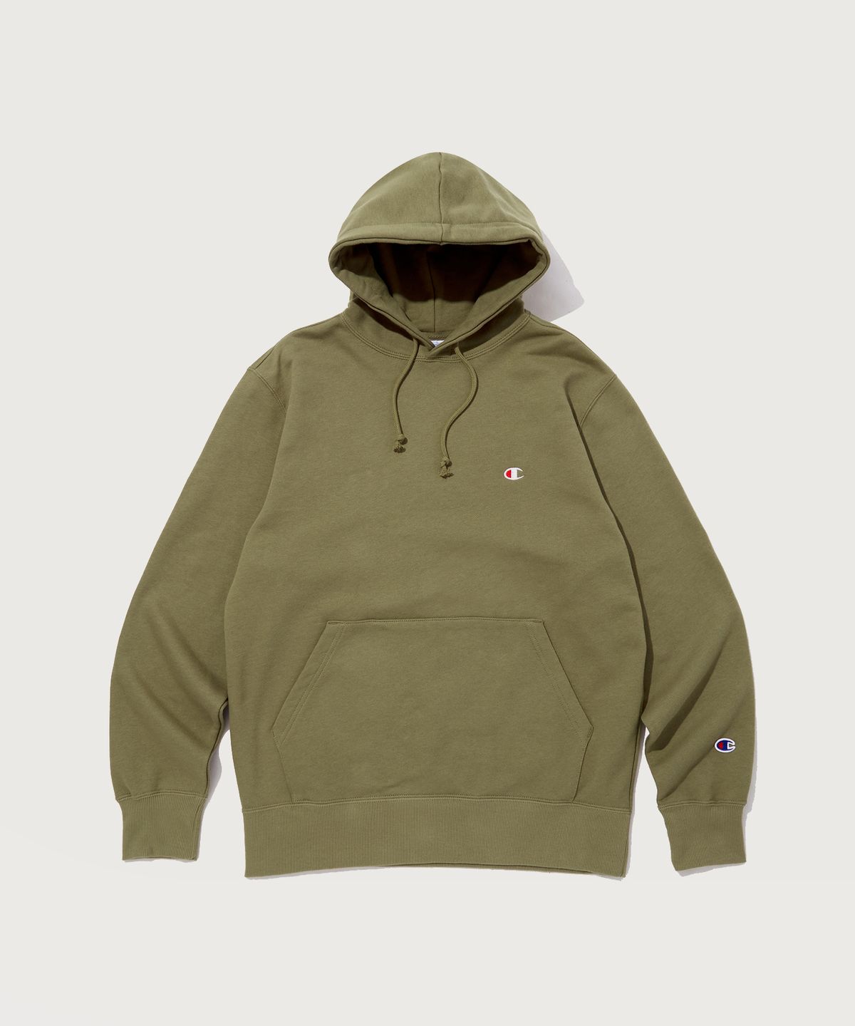 챔피온(CHAMPION) 베이직 C로고 후드 티셔츠 Normal Khaki