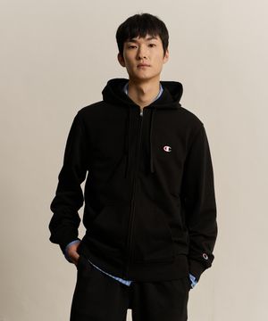 C로고 후드 집업 Black