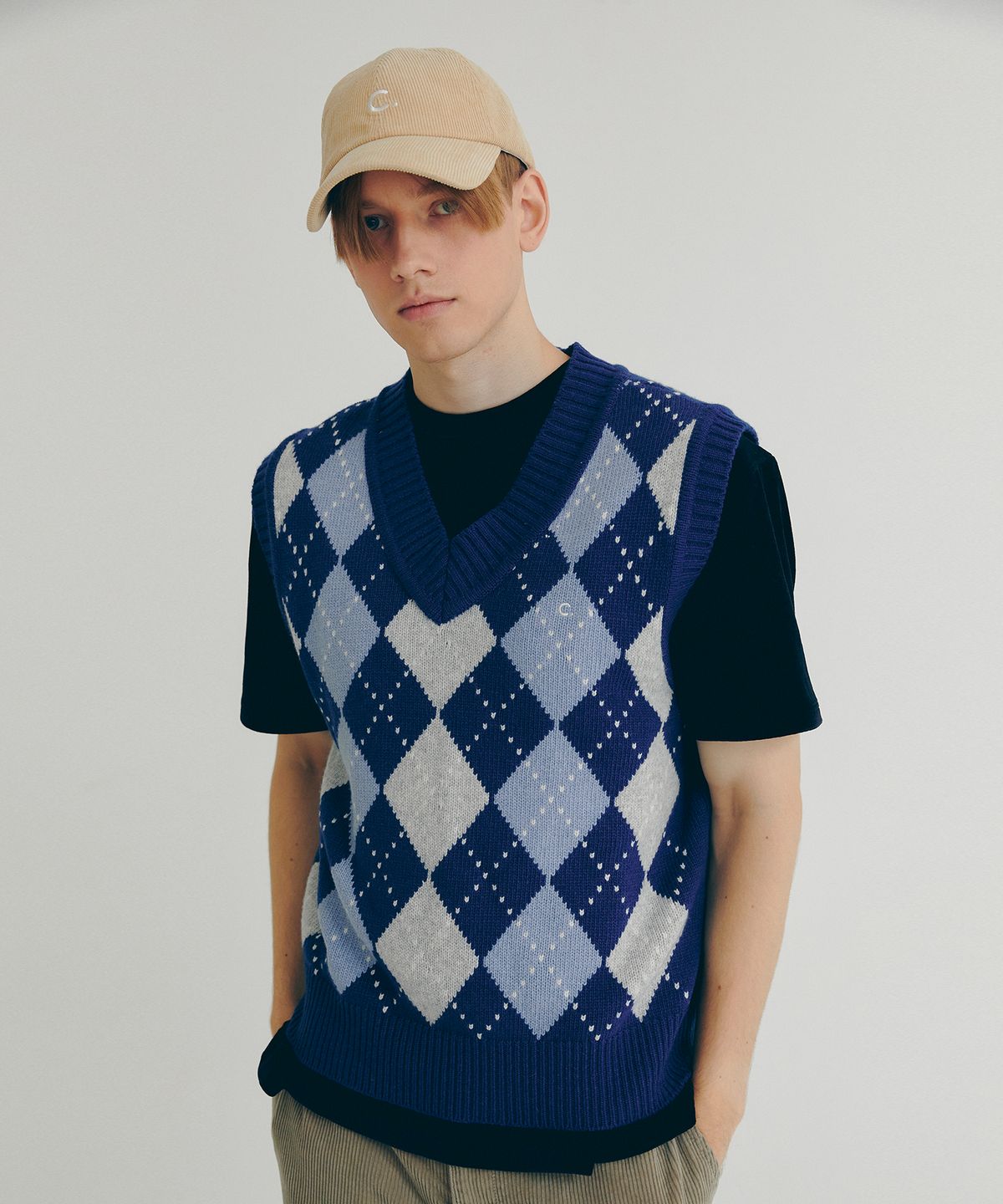 클로브(CLOVE) [22FW clove] Argyle Wool Vest (Blue)